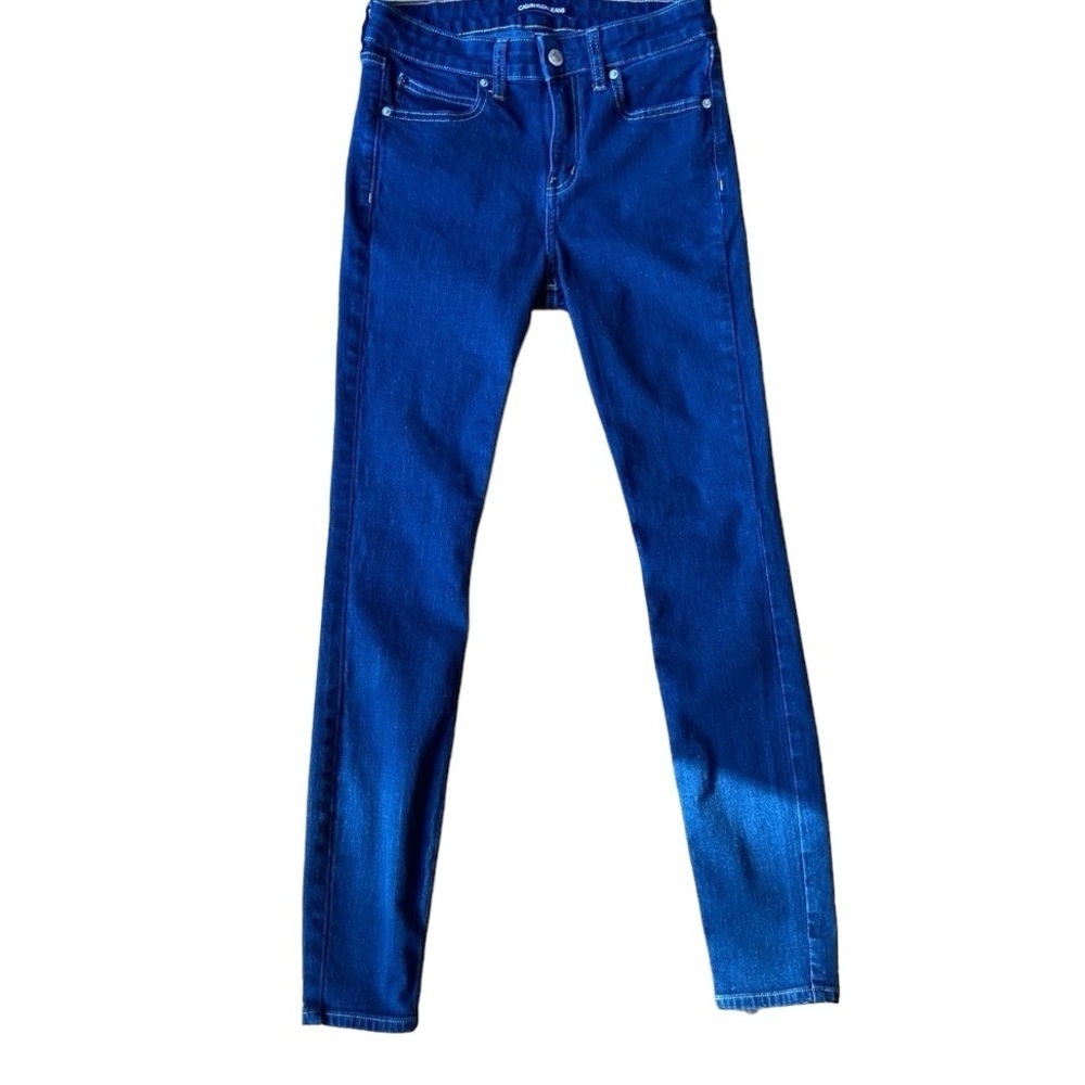 Calvin Klein jeans high-rise waist skinny dark blue stretch denim size 28